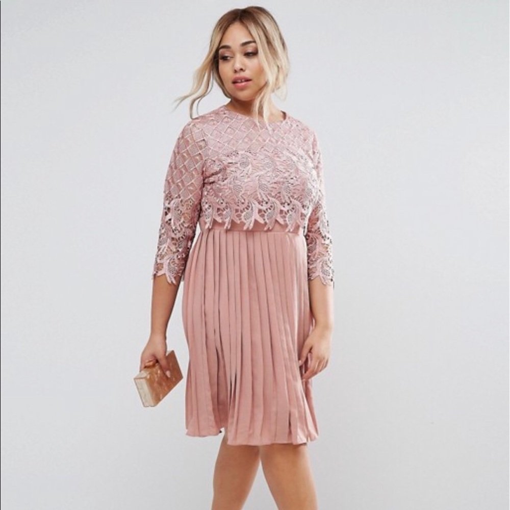Little Mistress Plus Lace Overlay Midi Dress